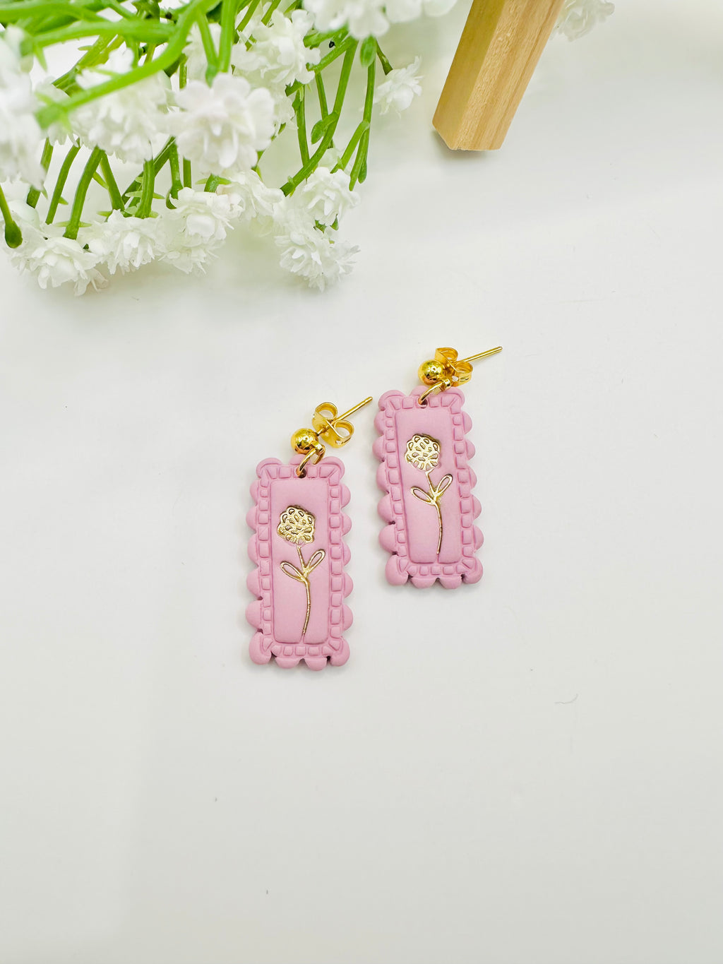Purple Hydrangea Earrings with Gold Studs | Handmade Polymer Clay Earrings | Spring Floral Statement Earrings