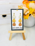 Ivory, Mustard & Caramel Pumpkin Polymer Clay Earrings