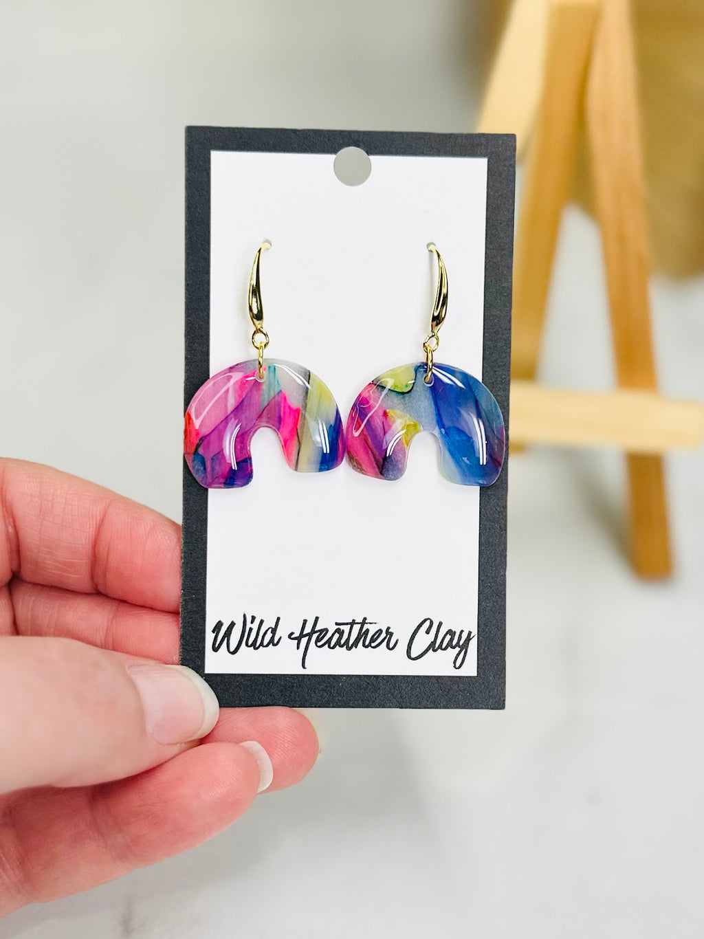 Colorful Abstract Arch Earrings | Handmade Polymer Clay Earrings