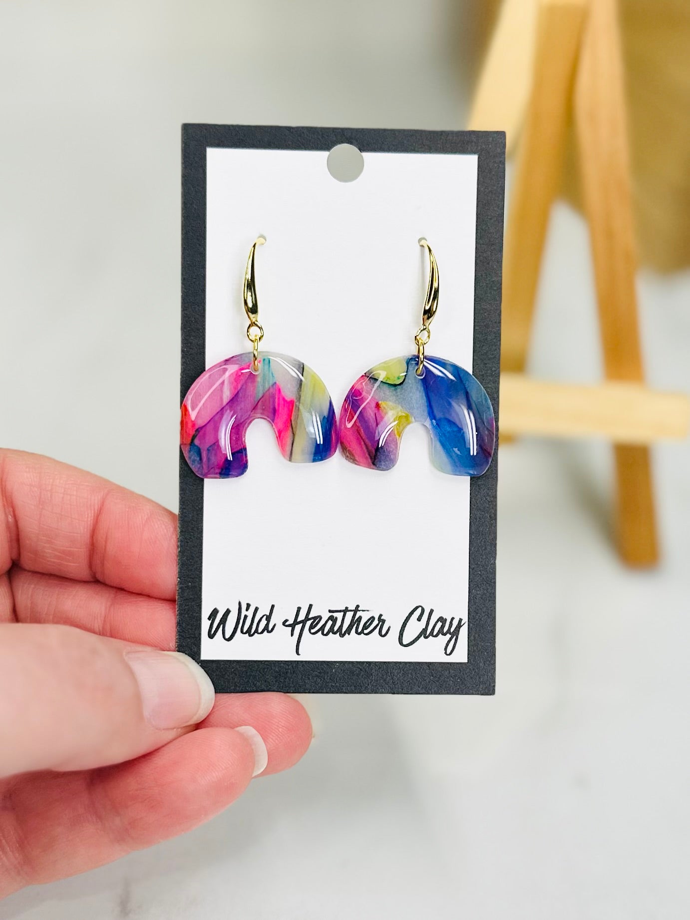 Colorful Abstract Arch Earrings | Handmade Polymer Clay Earrings