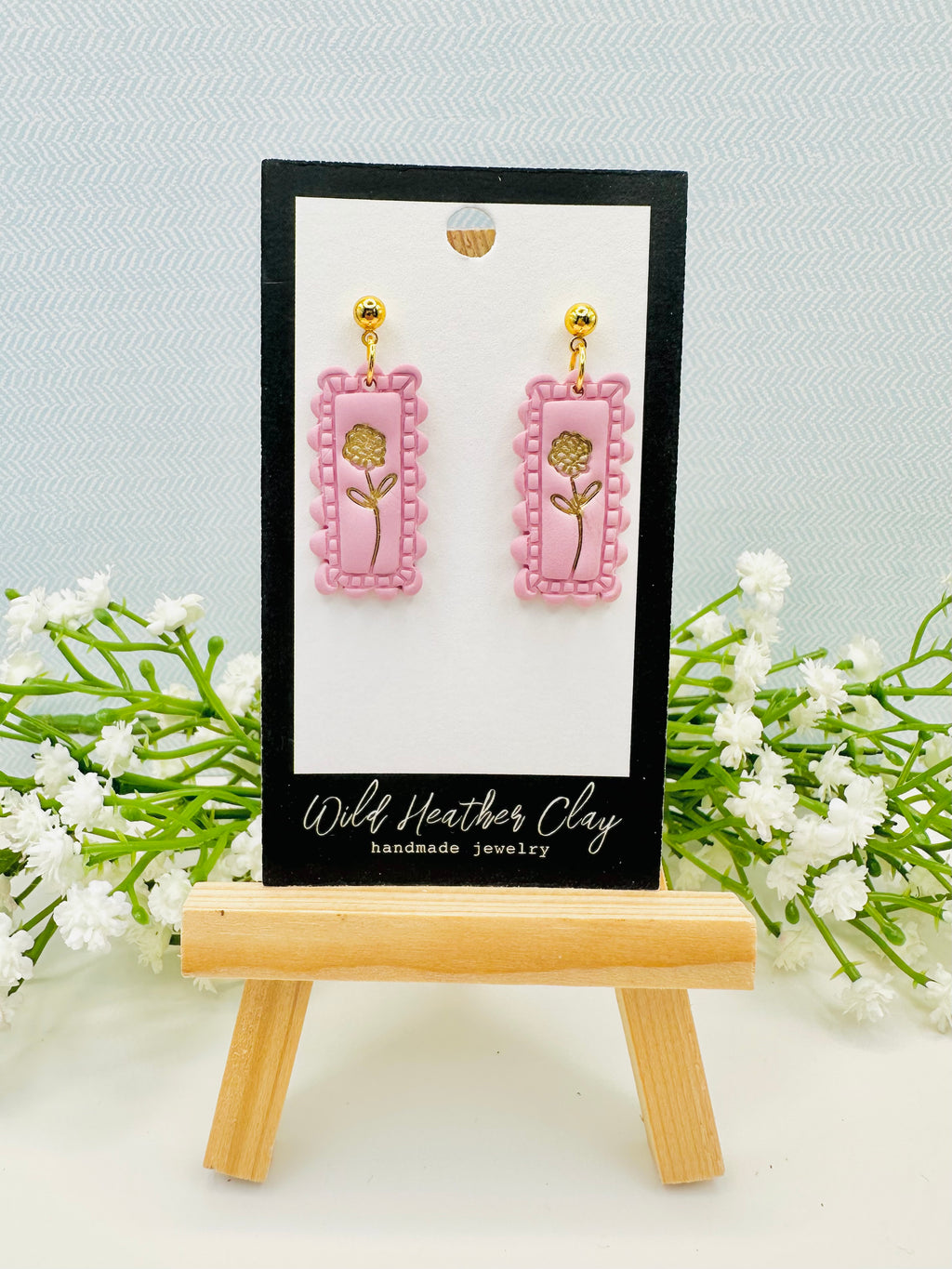 Purple Hydrangea Earrings with Gold Studs | Handmade Polymer Clay Earrings | Spring Floral Statement Earrings
