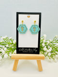 Blue Flower Earrings with Gold Studs | Handmade Polymer Clay Earrings | Spring Floral Statement Earrings