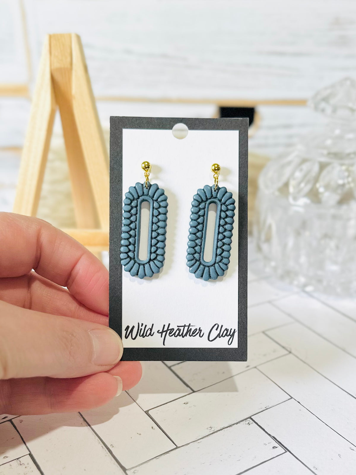 Dusty Blue Vintage Boho Dangle Earrings