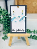 Blue and White Starfish Earrings – Handmade Polymer Clay Coastal Earrings, Beach Statement Earrings, Lightweight Summer Jewelry