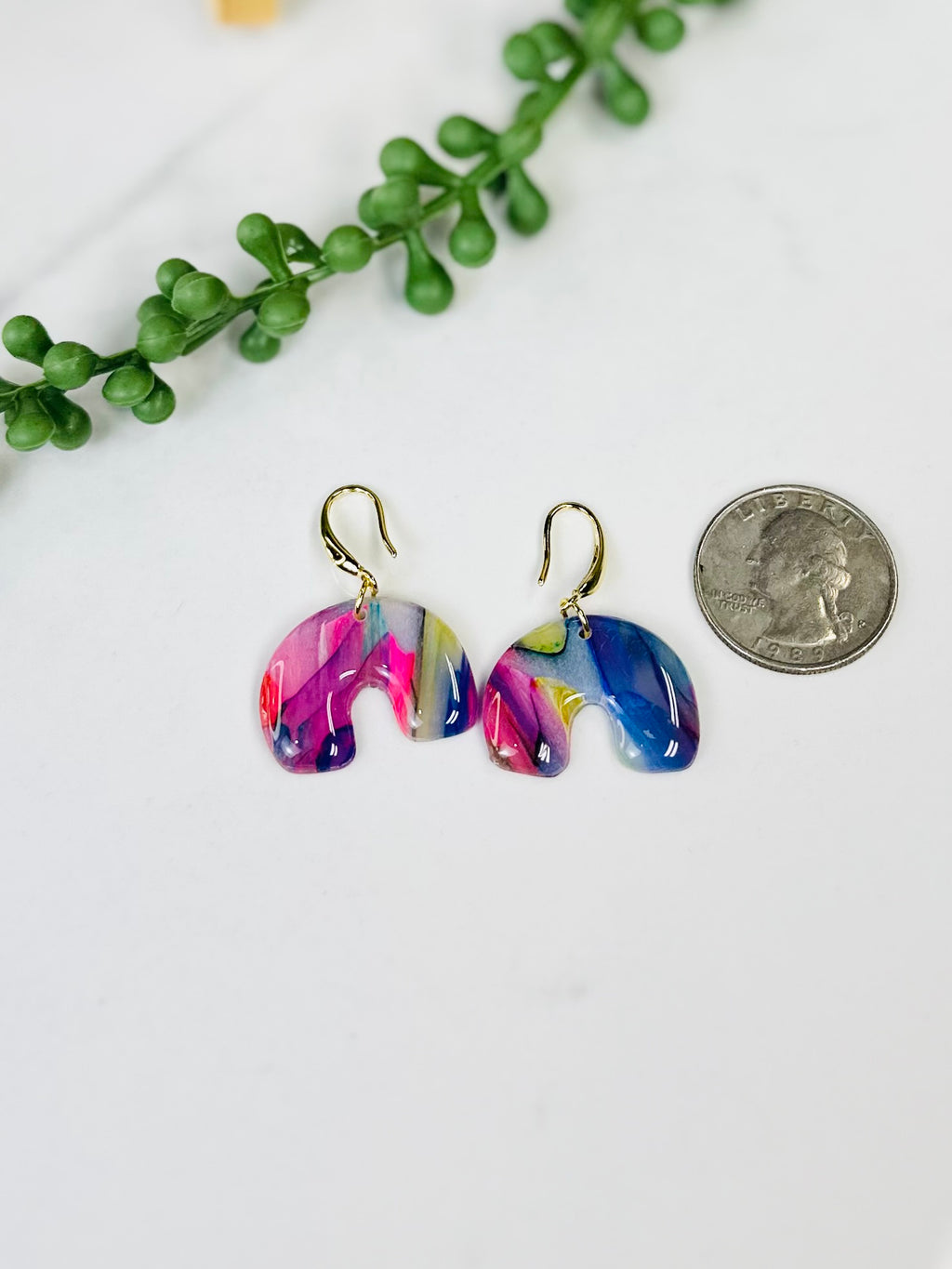 Colorful Abstract Arch Earrings | Handmade Polymer Clay Earrings