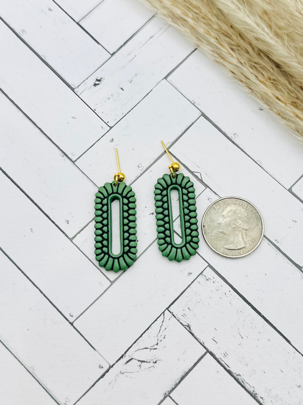 Deep Sage Vintage Boho Dangle Earrings