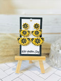 Mustard Floral Tiered Polymer Clay Earrings