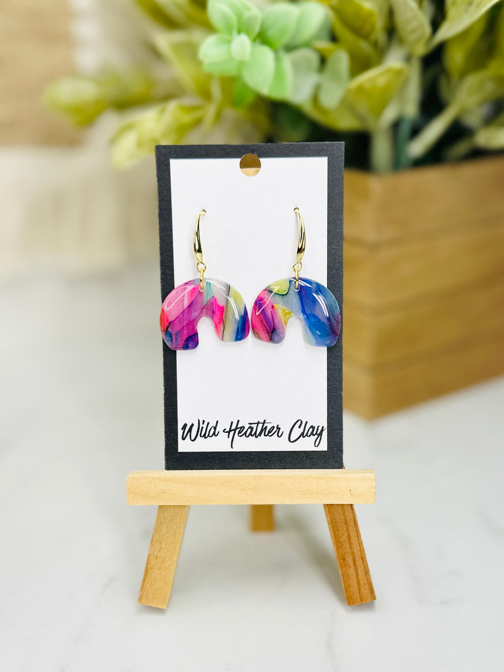 Colorful Abstract Arch Earrings | Handmade Polymer Clay Earrings