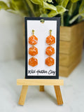 Orange Marbled Hexagon Dangle Earrings