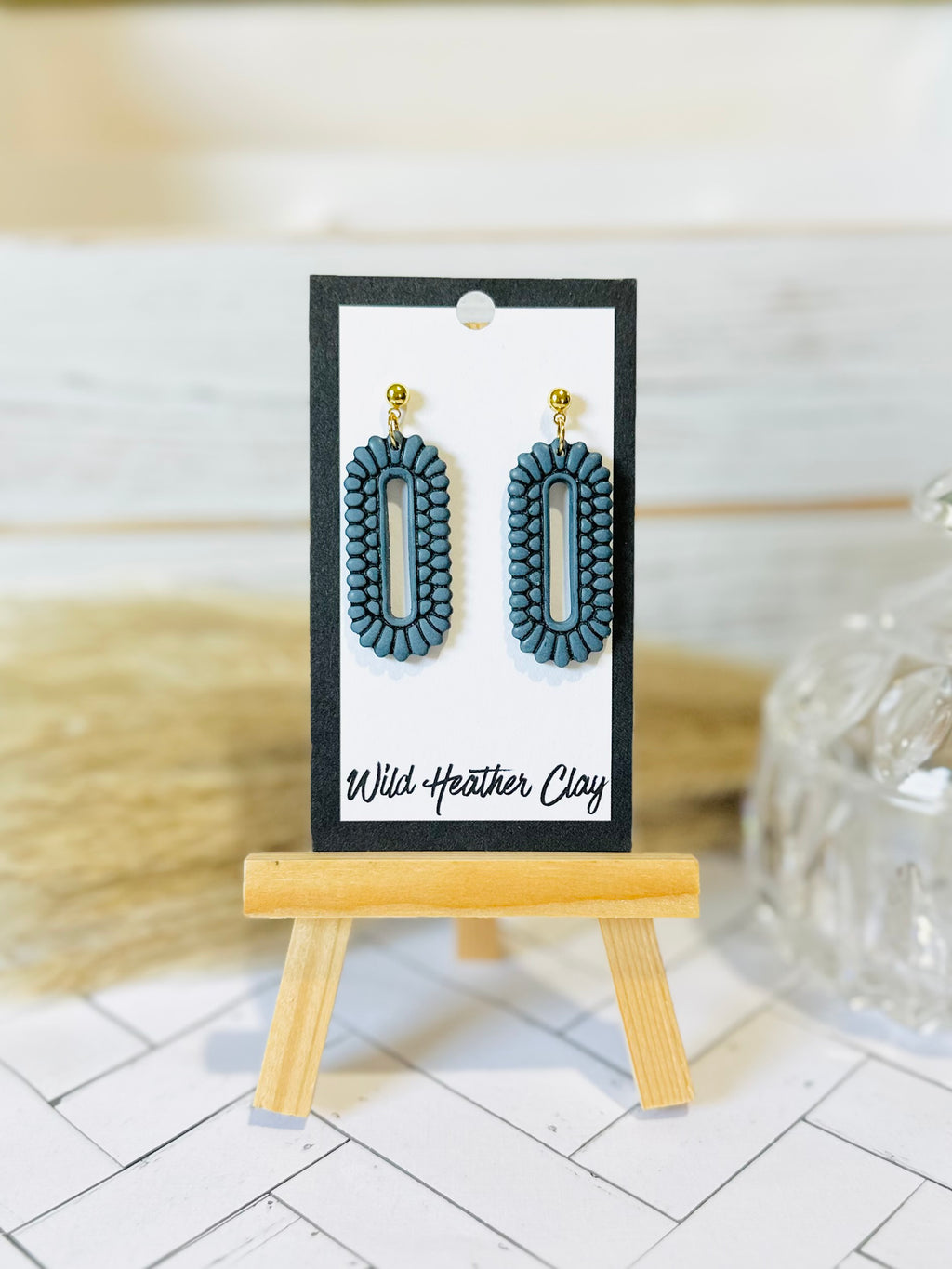 Dusty Blue Vintage Boho Dangle Earrings