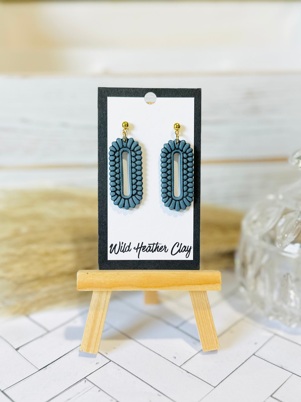 Dusty Blue Vintage Boho Dangle Earrings