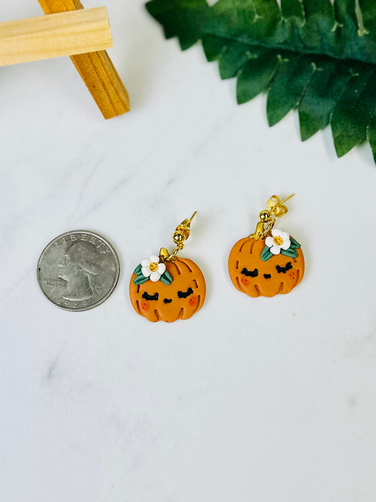 Floral Pumpkin Polymer Clay Earrings