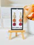 Ivory, Pumpkin & Burgundy Pumpkin Polymer Clay Earrings
