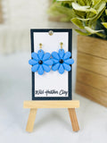 Blue Daisy Statement Earrings | Handmade Polymer Clay Flower Earrings