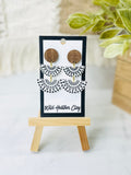 Black & White Boho Dangle Earrings with Wood | Handmade Polymer Clay Earrings