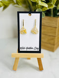 Ivory & Gold Marbled Triangle Earrings | Handmade Polymer Clay Earrings