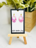 Pink Marbled Open Oval Earrings | Handmade Polymer Clay Earrings
