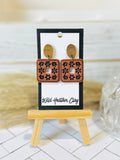 Terracotta & Black Floral Tile Wood Polymer Clay Earrings