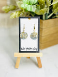 Blue & Gold Marbled Circle Dangle Earrings | Handmade Polymer Clay Earrings