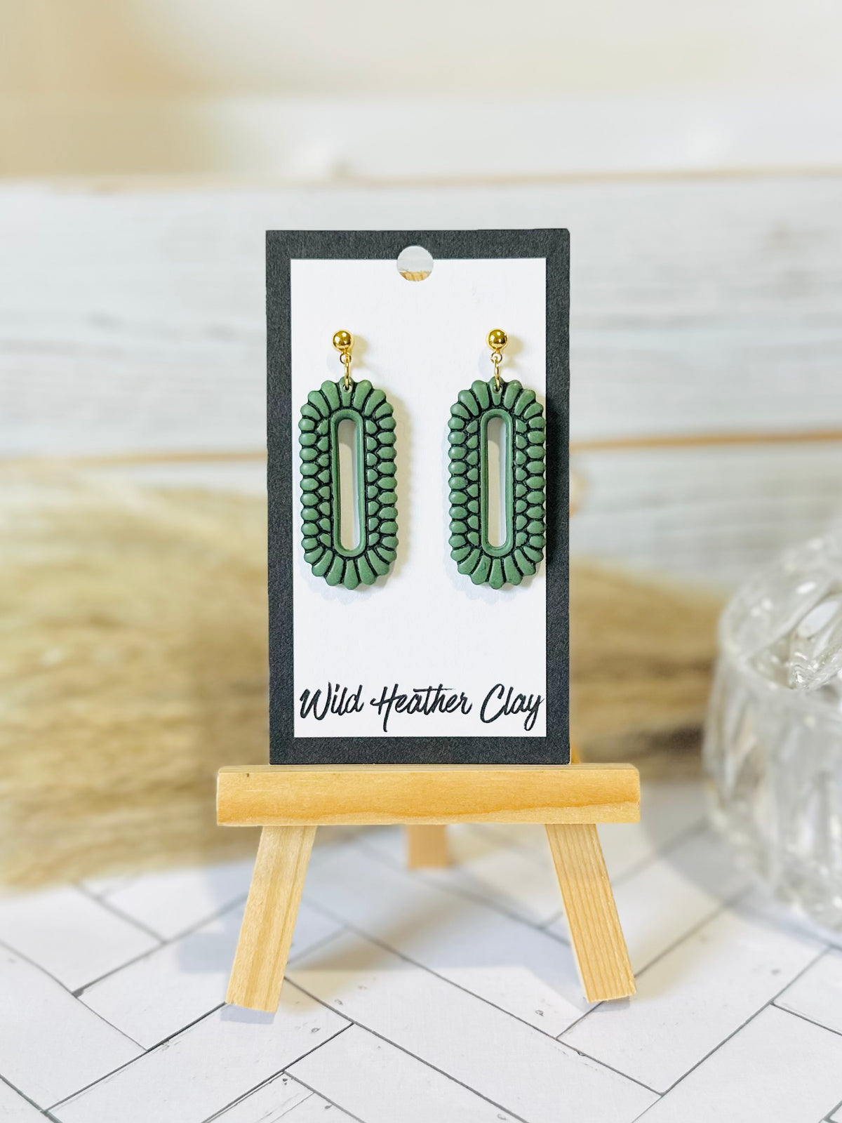 Deep Sage Vintage Boho Dangle Earrings