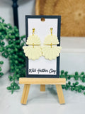 Butter Yellow Fan Shell Earrings – Handmade Polymer Clay Dangle Earrings, Coastal Statement Earrings, Lightweight Boho Jewelry