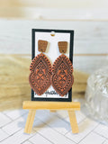 Cinnamon Ornate Folk Art Drop Earrings