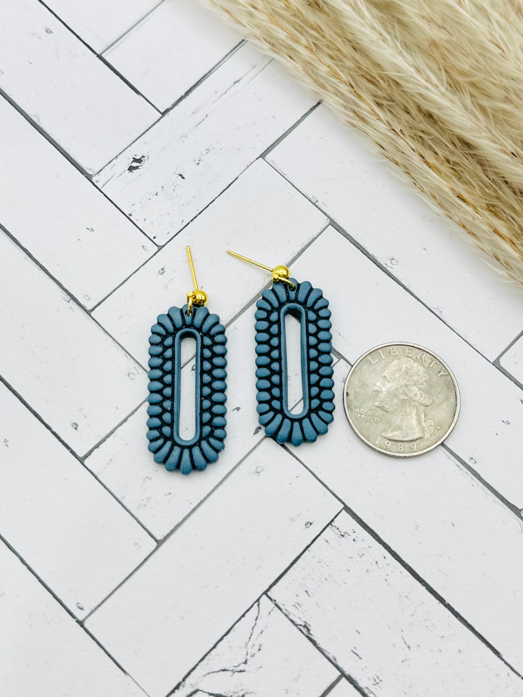 Dusty Blue Vintage Boho Dangle Earrings