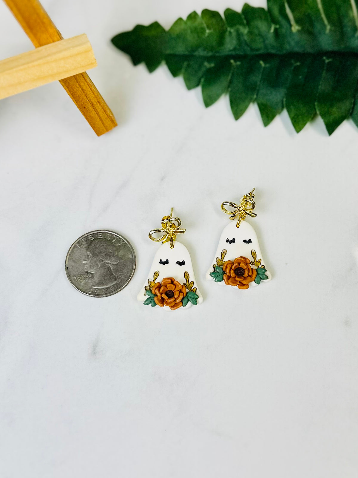 Floral Ghost Polymer Clay Earrings